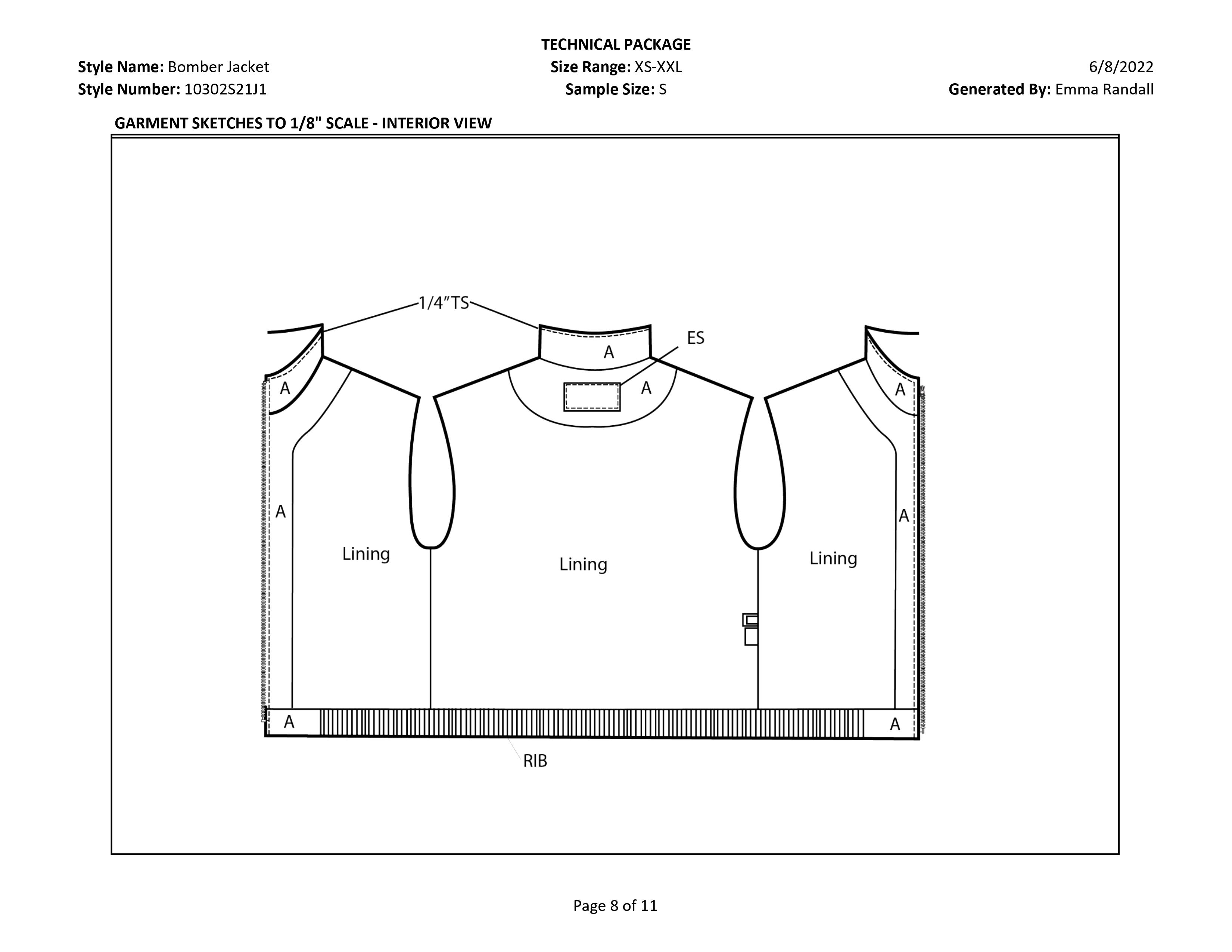 Bomber Jacket tech pack page 8