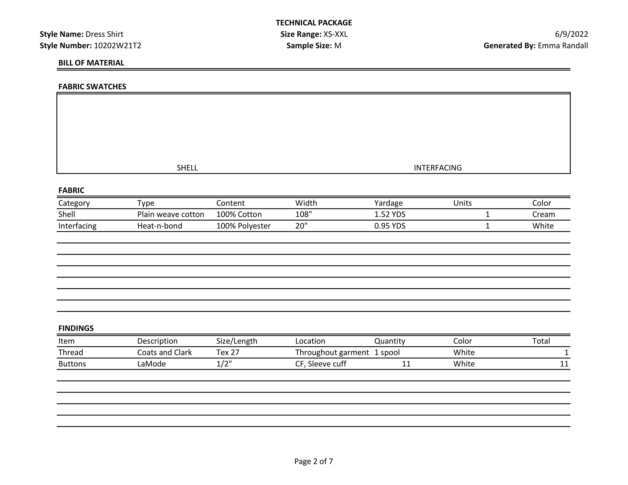 Dress shirt tech pack page 2