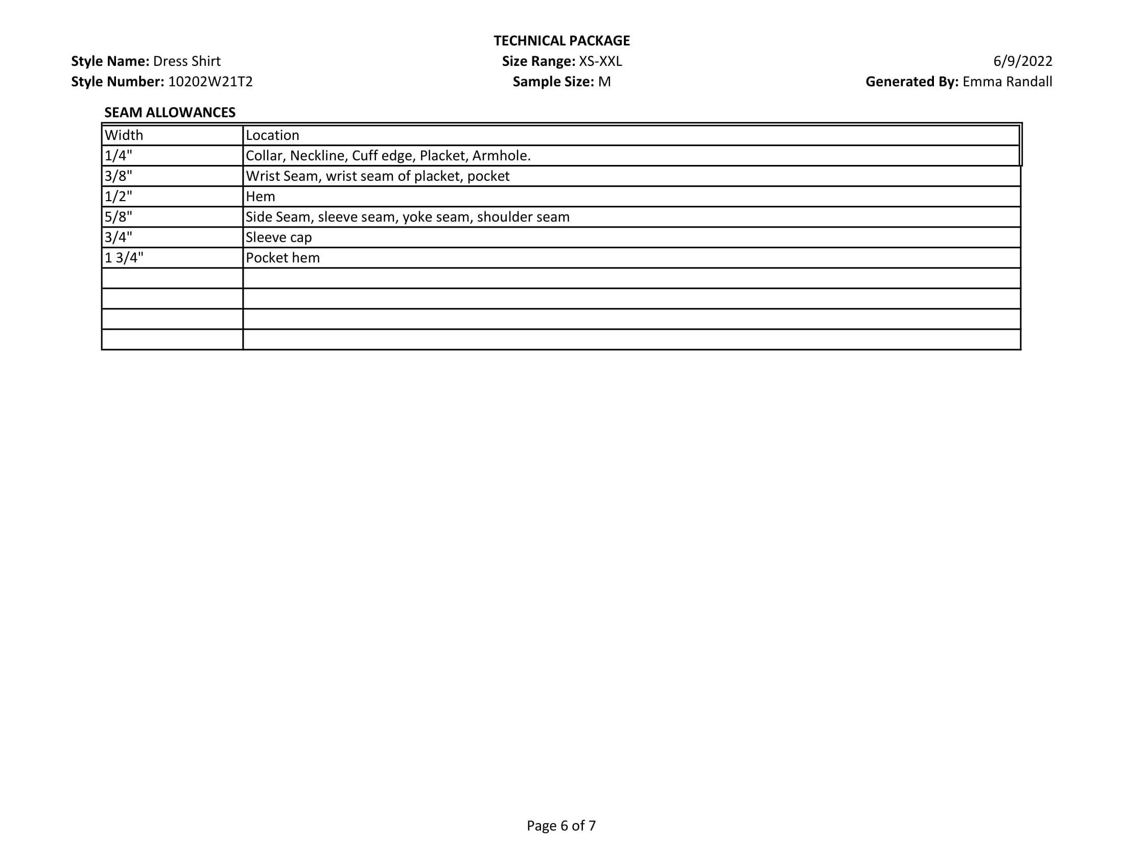 Dress shirt tech pack page 6