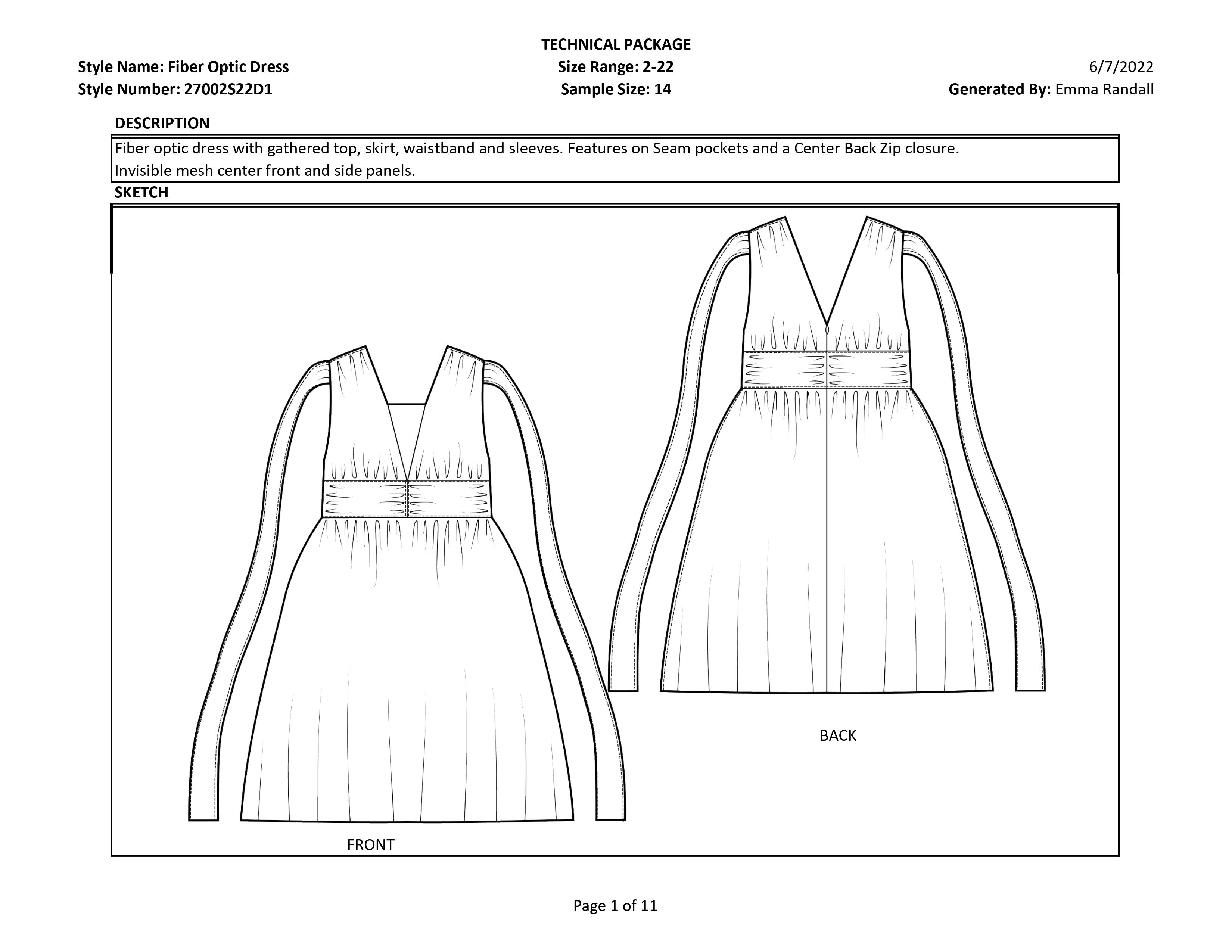 Fiber Optic Dress tech pack page 1
