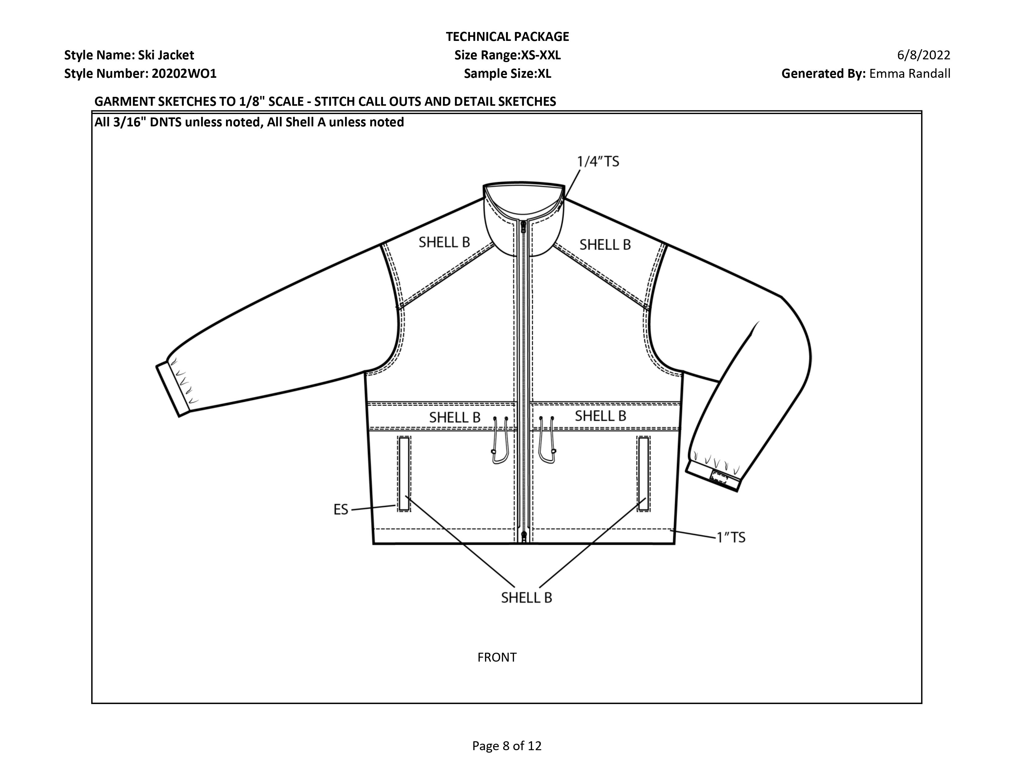 Ski Jacket tech pack page 8